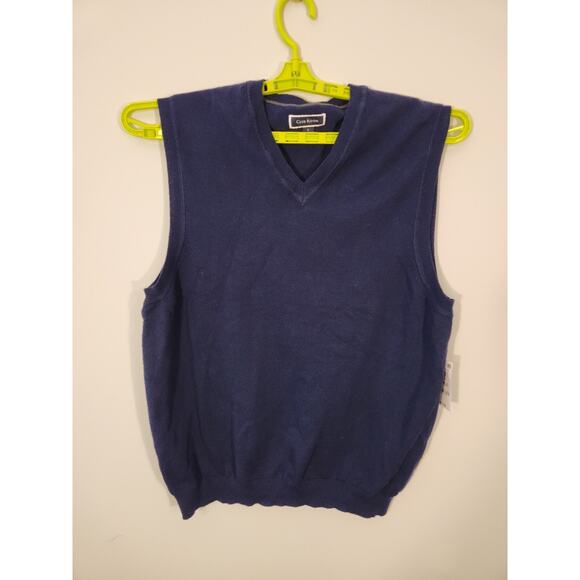 Club Room NWT Vest Mens Large Blue V-Neck 100% Cotton Sweater Preppy Academia - Picture 3 of 7